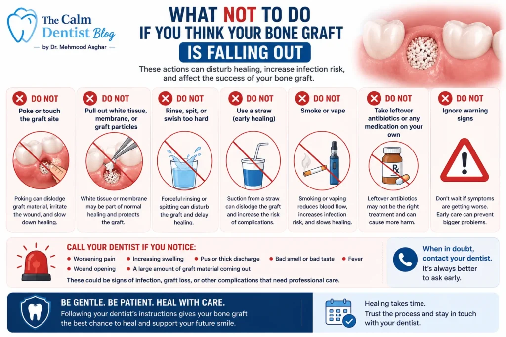 What no to do if bone graft is falling out