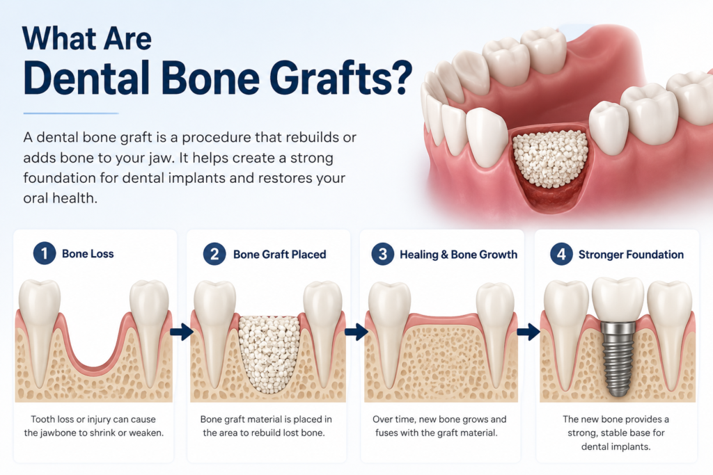 Illustration of dental bone graft placement in the jaw